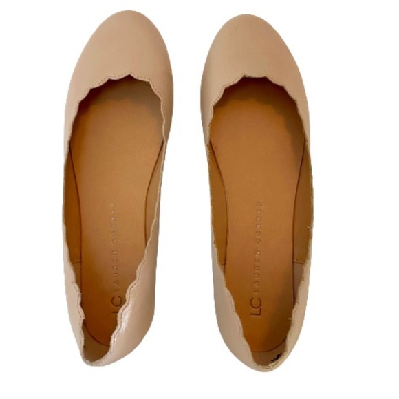 LC LAUREN CONRAD Shoes Ballet Flats Blush Pink Scalloped Bohemian Size 8.5 - Picture 3 of 5